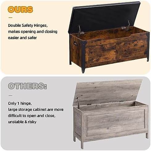 GAOMON 39.4" Storage Chest, Storage Bench with Safety Hinge | Farmhouse ...