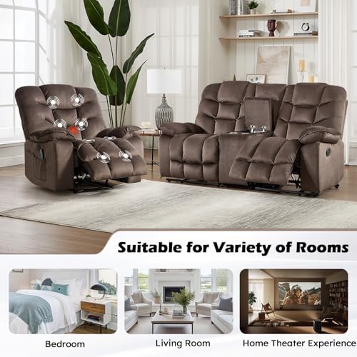 HAOMARKETS 3 Pieces Recliner Sofa Furniture Set, Include 2 Power Recliner Cha...