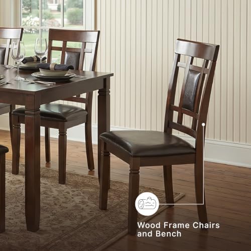 Signature Design by Ashley 6-Piece Dining Table Set with Bench, Dark Brown