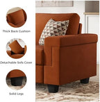 COPIAE 3 Seater Sofa Couch with Deep Seat, 90" Modern Upholstered Sofa with Armrests, Easy Installation, Comfy Couches for Living Room, Apartment,Rust
