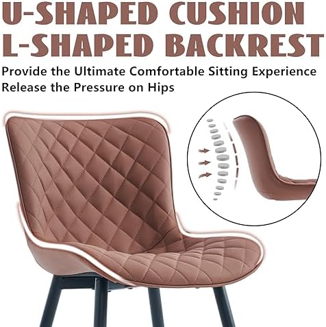 YOUTASTE Mid-Century Modern Dining Chairs Set of 2, Coffee Brown PU Leather K...