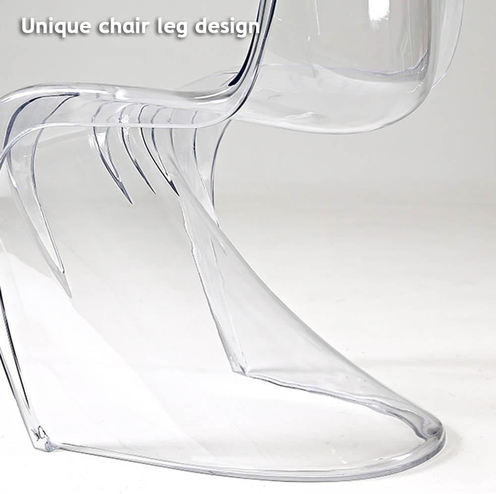 Etlegor Modern Clear Acrylic Dining Chair, S-Shaped Accent Side Chairs Stylis...
