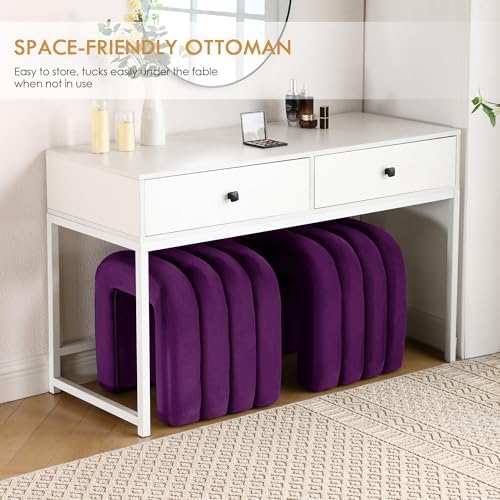 ONEVOG Velvet Pouf Ottomans, Small Ottoman Foot Rest for Couch, 18 Inch Cute ...