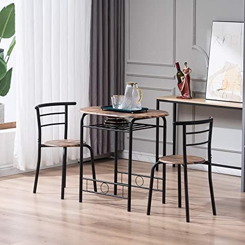 VINGLI 3 Piece Dining Set, Small Kitchen Table Set for 2, Breakfast Table Set...