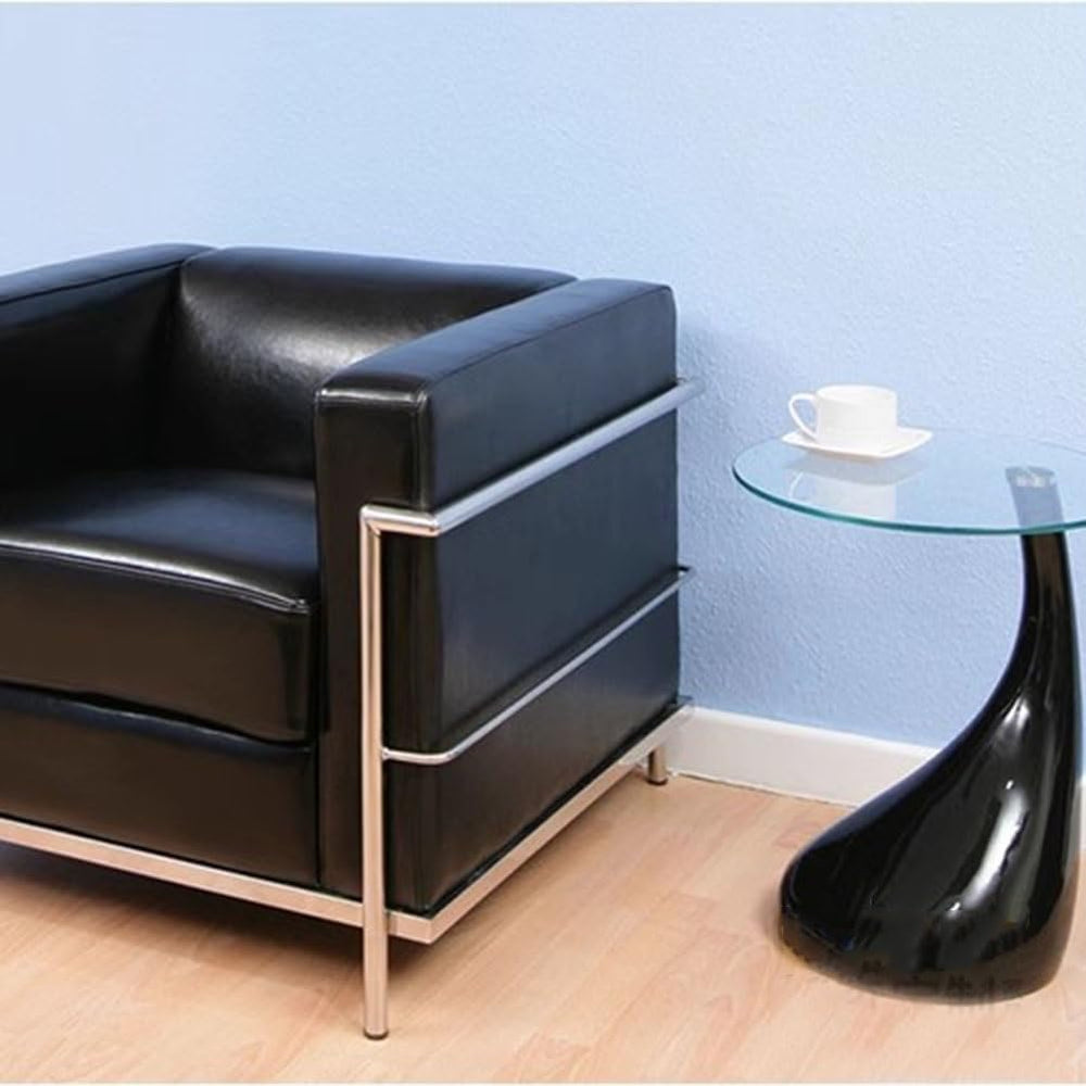 Etlegor Modern Round Glass Coffee Table, Tempered Glass End Table Accent Side...