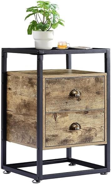 VECELO Bedside End Table, Modern Nightstand with Drawer, Night Stand for Livi...