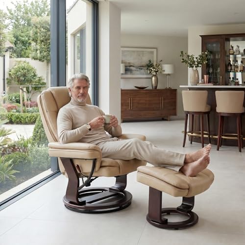 Swivel Recliner Chair with Ottoman Reclining Lounge Sofa Footrest, Set of 1 |...