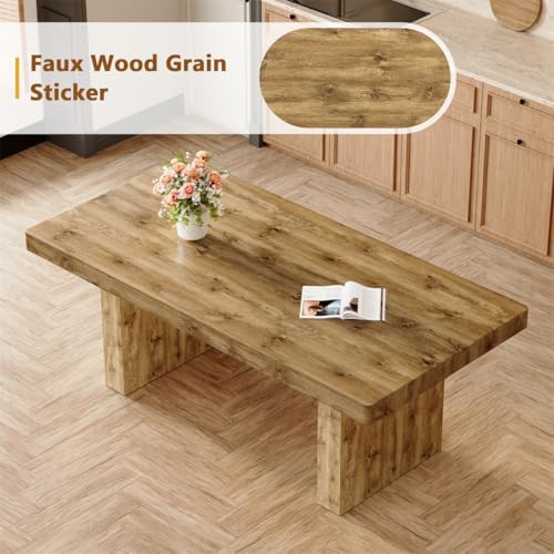 Wooden Dining Table for 6-10 People, 79-Inch Farmhouse Dining Room Table with...