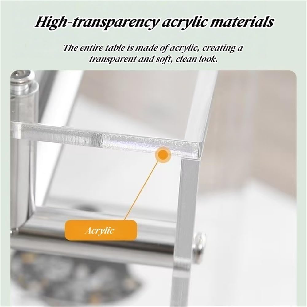 Movable Acrylic Couch Side Table, Creative Double-Layer Night Stand, Transpar...