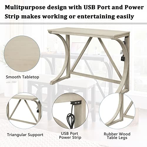 Polibi 3-Piece Farmhouse Counter Height Dining Set, Wood Kitchen Dining Table...