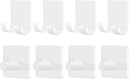 CGBE Razor Holder for Shower, 4 Packs Shaver Holder and 4 Packs Shower Hooks, Self Adhesive Damage Free Wall Hooks for Bathroom - White