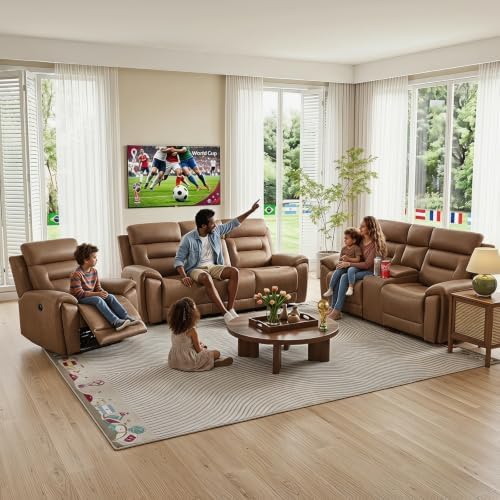 ANJ 3-Piece Power Recliner Sofa Set with Charging Ports, Include Single Recli...