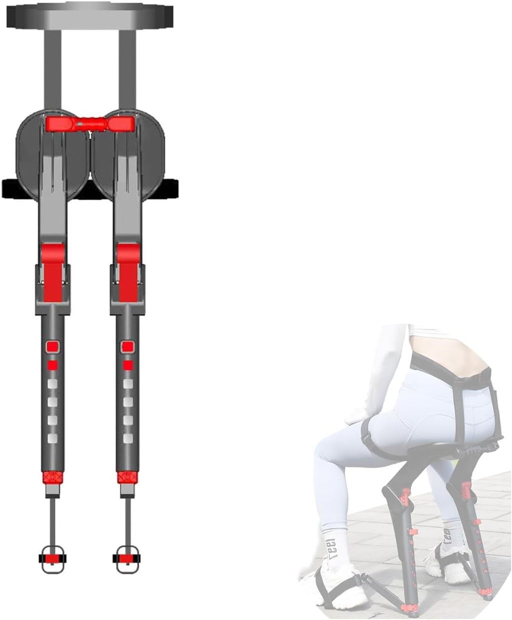 Adjustable Chairless Wearable Invisible Chair,Invisible Chair Wearable Exoskeleton Human Wearable Seat,Anywhere Camping Folding Stool 5 Gear Adjustable Heights