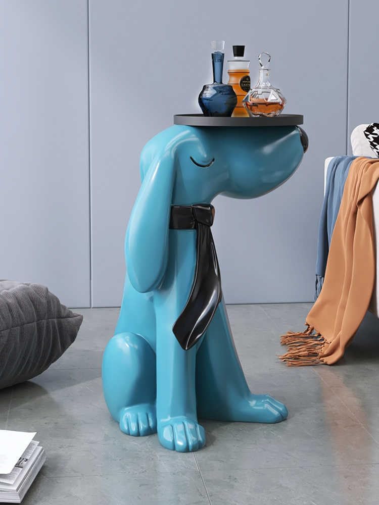 Large Dog Tray Sculpture, Green Animal Side Table – Modern Living Room, Entry...