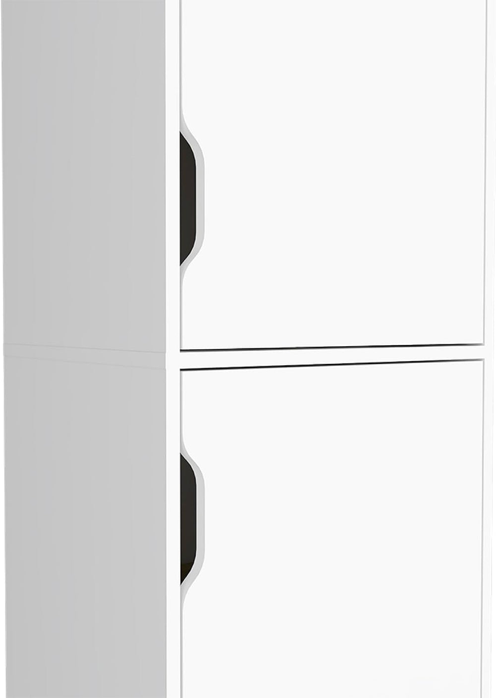 Single Kitchen Pantry Wallas, Four Shelves, Two Doors, Light Oak/White Finish