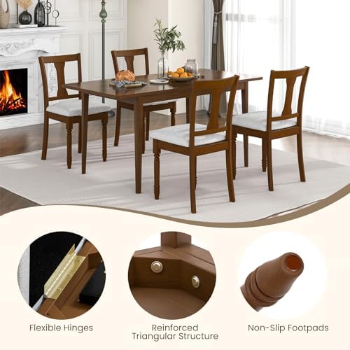 GOFLAME Upholstered Dining Chairs Set of 4, Wooden Dining Chairs with Padded ...