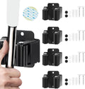 4Pcs peel and stick mop and broom holder wall mount Stainless Steel Heavy Duty Mop Holder Broom Hanger Wall with Screws, Garden Outdoor Tool Organizer Rack Broom Hanger