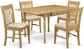 East West Furniture MZNO5-OAK-C 5 Piece Kitchen Table Set for 4 Includes a Rectangle Dining Room Table with Dropleaf and 4 Linen Fabric Upholstered Chairs, 36x54 Inch, Oak