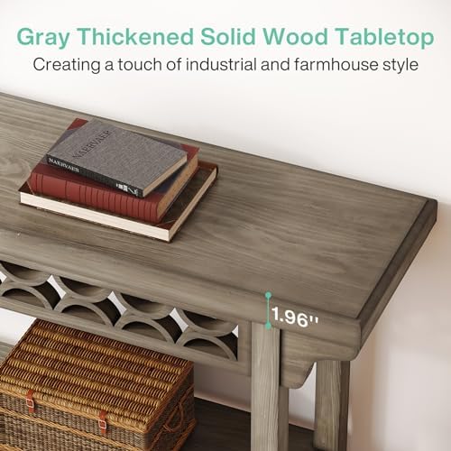 Tribesigns 70.8-Inch Solid Wood Long Console Table, Farmhouse Entryway Table ...