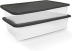 HOMZ 2-Pack Snaplock, Large Clear Plastic Storage Organizer Bins w/Lids, 41 Quart, Gray - Stackable Container Boxes for Bedroom, Bathroom, Garage, and Office Organization