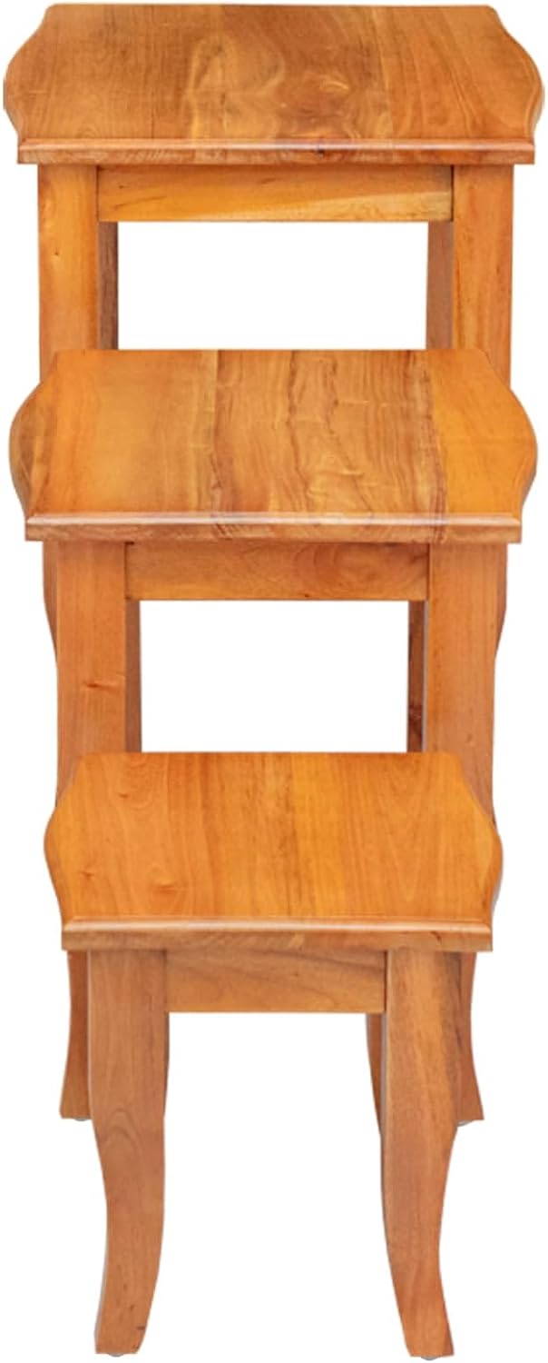 Nesting Side Tables 3 pcs Natural 23.62 x 17.72 x 23.82 in | Solid Mahogany, ...