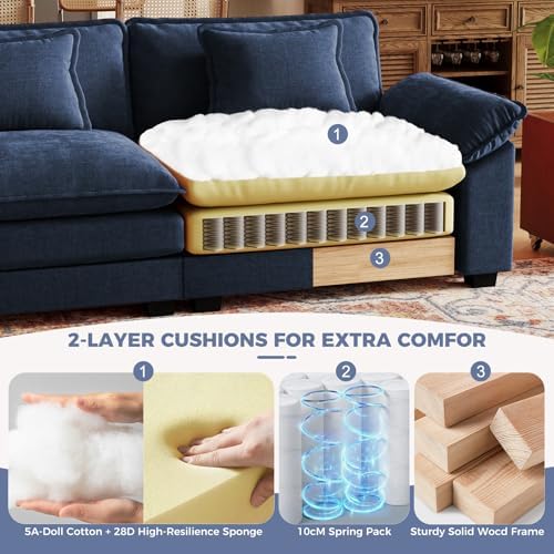 CDCASA 154" Modular Sectional Sofa, Comfy Cloud Couch with 4 Movable Ott...