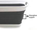 SAMMART 42L(11 gallon) Set of 2 Collapsible Plastic Laundry Basket-Foldable Pop Up Storage Container-Portable Washing Tub-Space Saving,Water capacity 34L(9 gallon) (2 rectangular - strengthen, black)