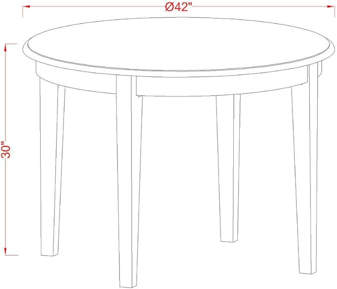 East West Furniture BOVA3-LWH-W 3 Piece Modern Dining Table Set Contains a Round Kitchen Table and 2 Kitchen Dining Chairs, 42x42 Inch, Linen White