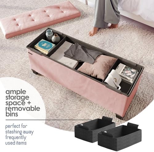 Storage Ottoman Bench with Bins, 43-in Storage Bench for Bedroom End of Bed, ...