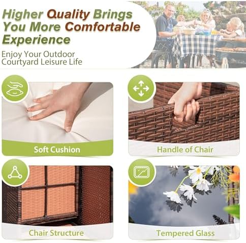 Devoko 9 Pieces Patio Dining Sets Outdoor Space Saving Furniture Sets,Beige