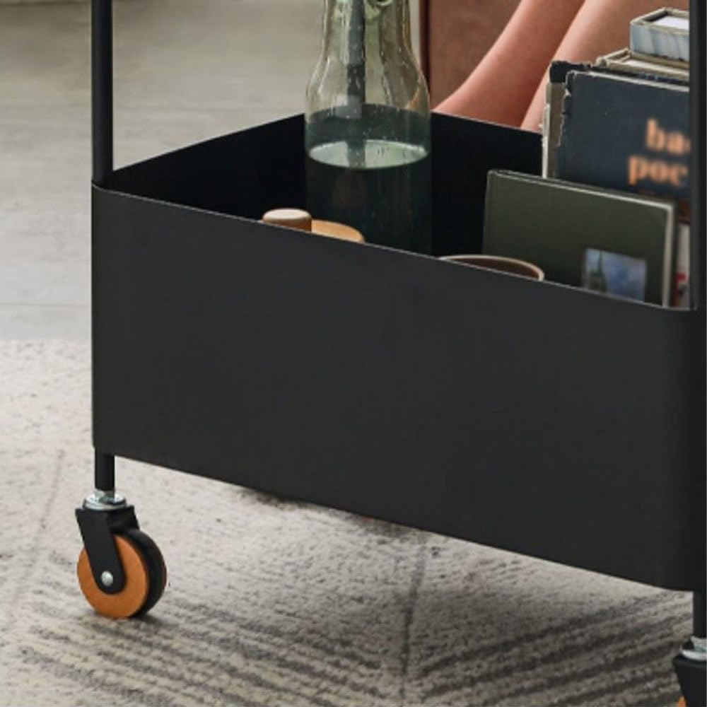 Coffee Table Living Room Small Trolley Wheeled Storage Rack Movable Sofa Side...