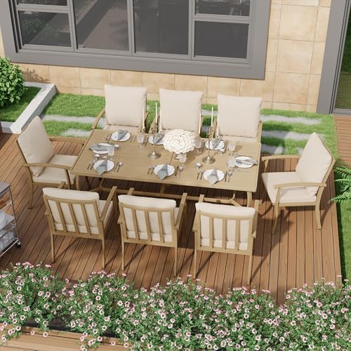 HAPPATIO Aluminum 9 Piece Patio Dining Set - Aluminum Outdoor Dining Set for ...