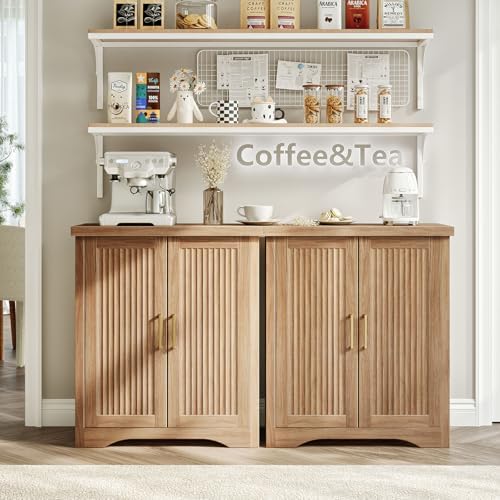 Memobarco 29" Fluted Sideboard Buffet Cabinet with Storage,Natural Oak
