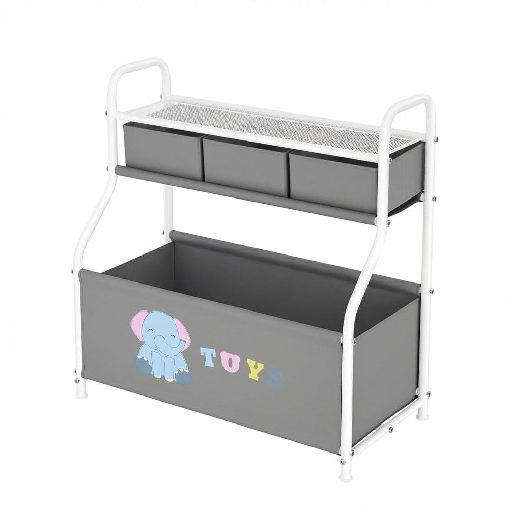 GRANNY SAYS Storage Cabinet with Shelves and Fabric Bins, 3-Tier Organizer Ra...
