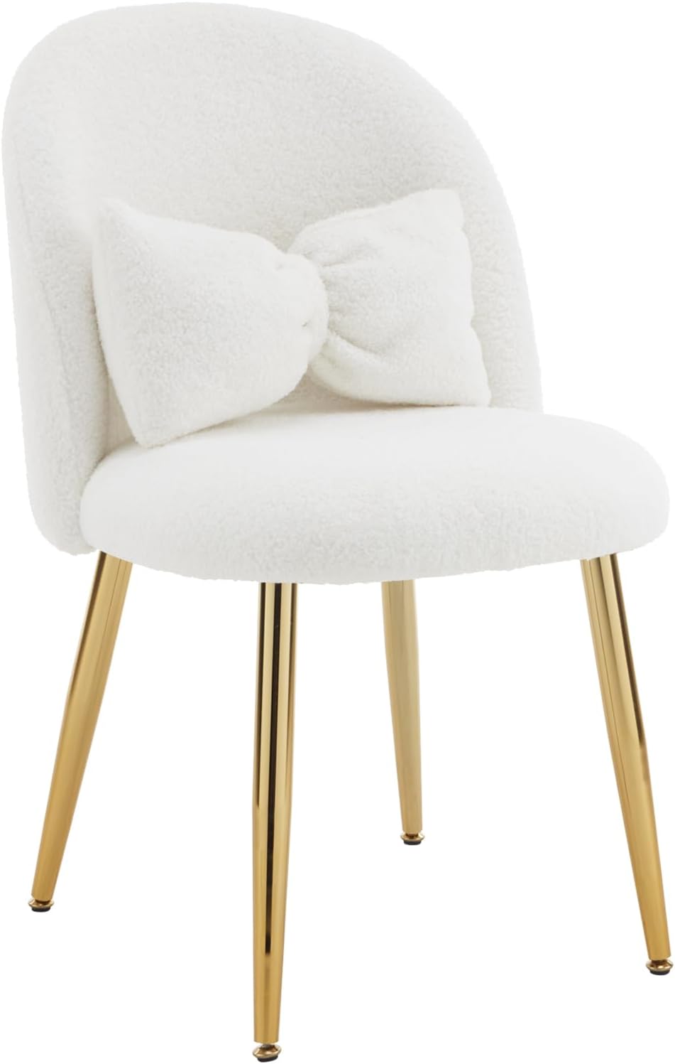 VINGLI Boucle Girls Vanity Chair with Back & Pillow,Cute Small Cozy Desk ...