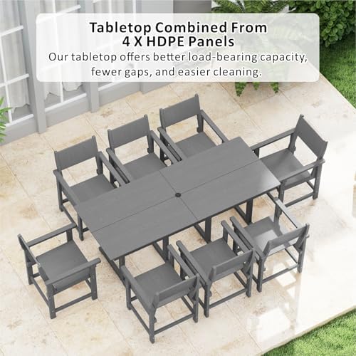 9-Piece HDPE Outdoor Patio Dining Set,Outdoor Table and Chairs,Modern Plastic...