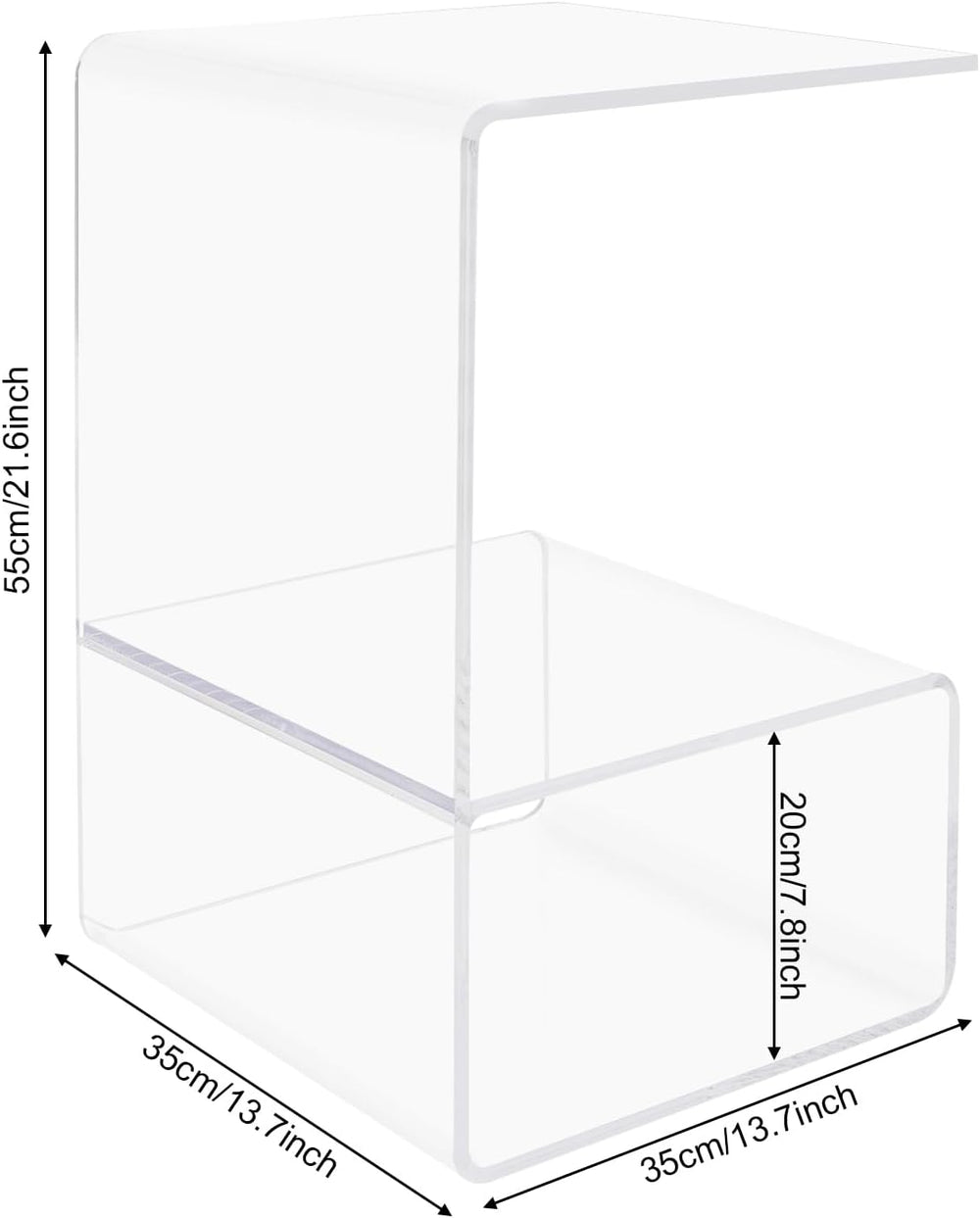 Modern Acrylic Side Table, 3-Tier End Table for Small Spaces, Clear Bedside T...