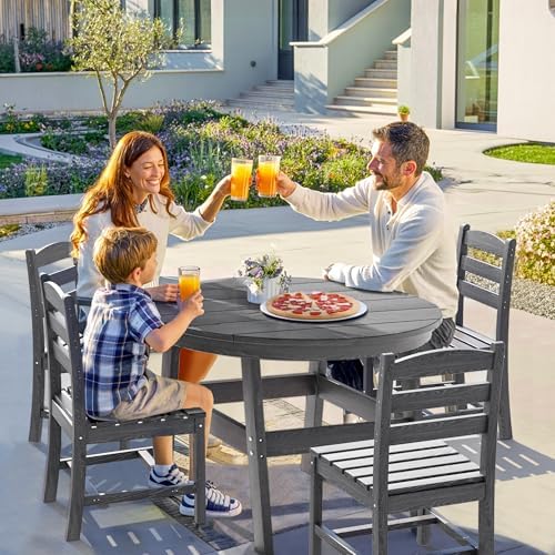 Patio Dining Set, 5-Piece HDPE Outdoor Dining Set for 4, Grey