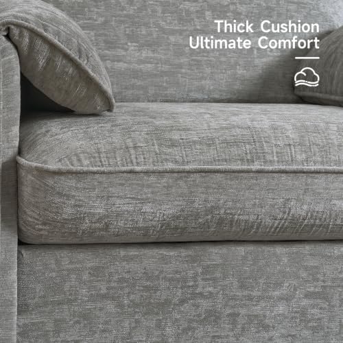 ONBRILL Oversized Accent Chair, 41 Inch Chenille Fabric Armchair, Grey