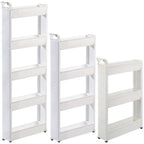 Miles Kimball Slim Storage Cart with 3 Baskets/Shelves and Rolling Casters for Kitchen, Laundry, and Small Space Storage, Durable Plastic - Measures 21" Long x 5" Wide x 28 1/4" High