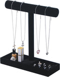 Multi-Use Jewelry Holder Stand, Necklace Bracelet Ring Organizer Stand, Scrunchie Watches Velvet Jewelry Holder Stand With Tray for Women Home Use(Black Color)
