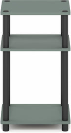 Furinno JUST Side Table, 3-Tier End Table, Open Shelves Night Stand, Bedside Table, Toolless Assembly, for Living Room, Bedroom, Bathroom, Sage Green