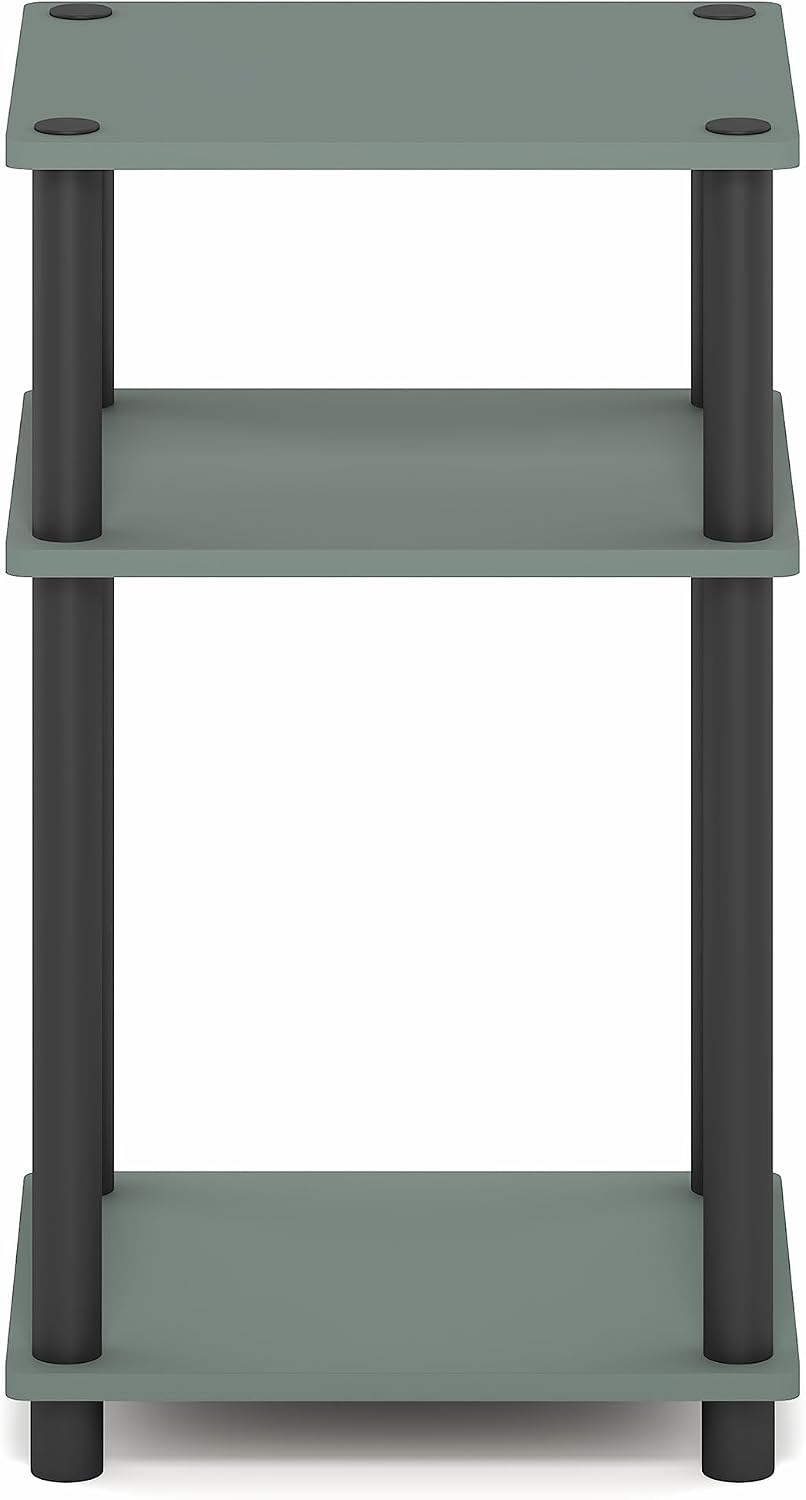 Furinno JUST Side Table, 3-Tier End Table, Open Shelves Night Stand, Bedside Table, Toolless Assembly, for Living Room, Bedroom, Bathroom, Sage Green