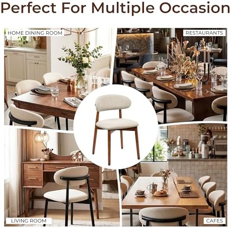 Farmhouse Dining Chairs Set of 4, Mid Century Modern Wooden Velvet Fabric Uph...