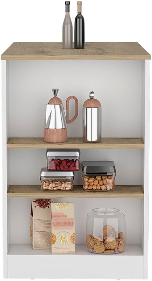 Kitchen Island with 3-Side Shelves Multicolor Engineered Wood | Includes thre...