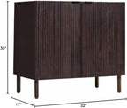 Sango Merk 2-Door Cabinet, Modern Walnut Storage Cabinet with Vertical Groove Doors, Adjustable Shelf, Cylindrical Wood Legs, Discreet Metal Finger Pulls, Stylish Furniture for Living or Dining Room