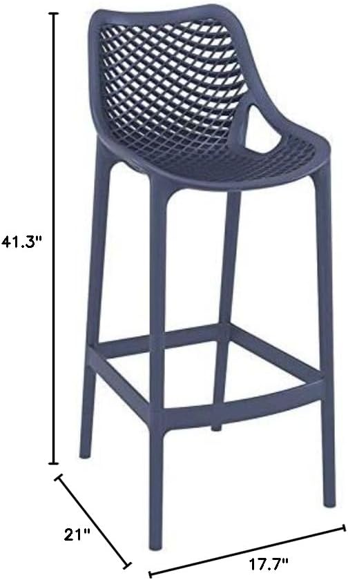 Home Square Patio Bar Stool in Dark Gray Finish - Set of 2
