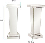 Howard Elliott Collection Tapered Mirrored Pedestal Accent Table, Elegant Modern Bed Side Style, Mirrored Finish Design, for Bedroom, Entryway or for Any Room, 15 x 15 x 36 Inch,