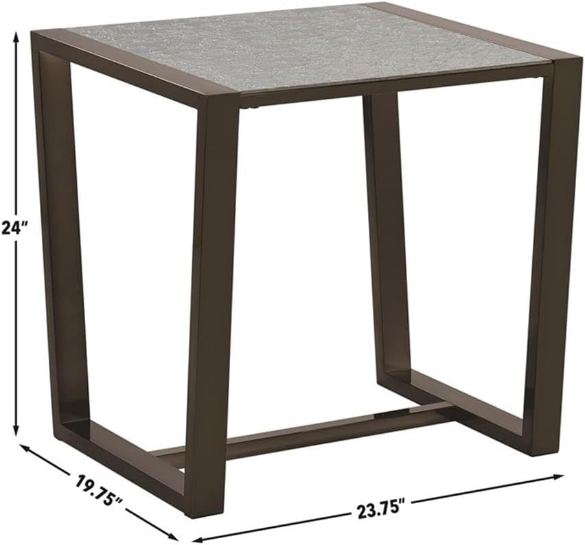 Pemberly Row Contemporary 3-Piece Coffee & End Table Set, Black Nickel Fi...