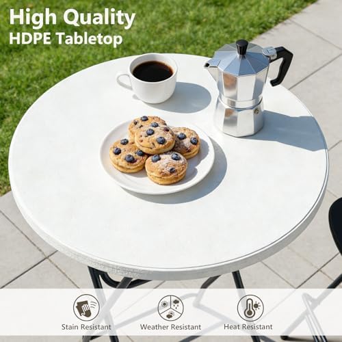 Folding Table 2 Pack, 32 Inch Foldable Cocktail Bar, High Top Round Folding B...